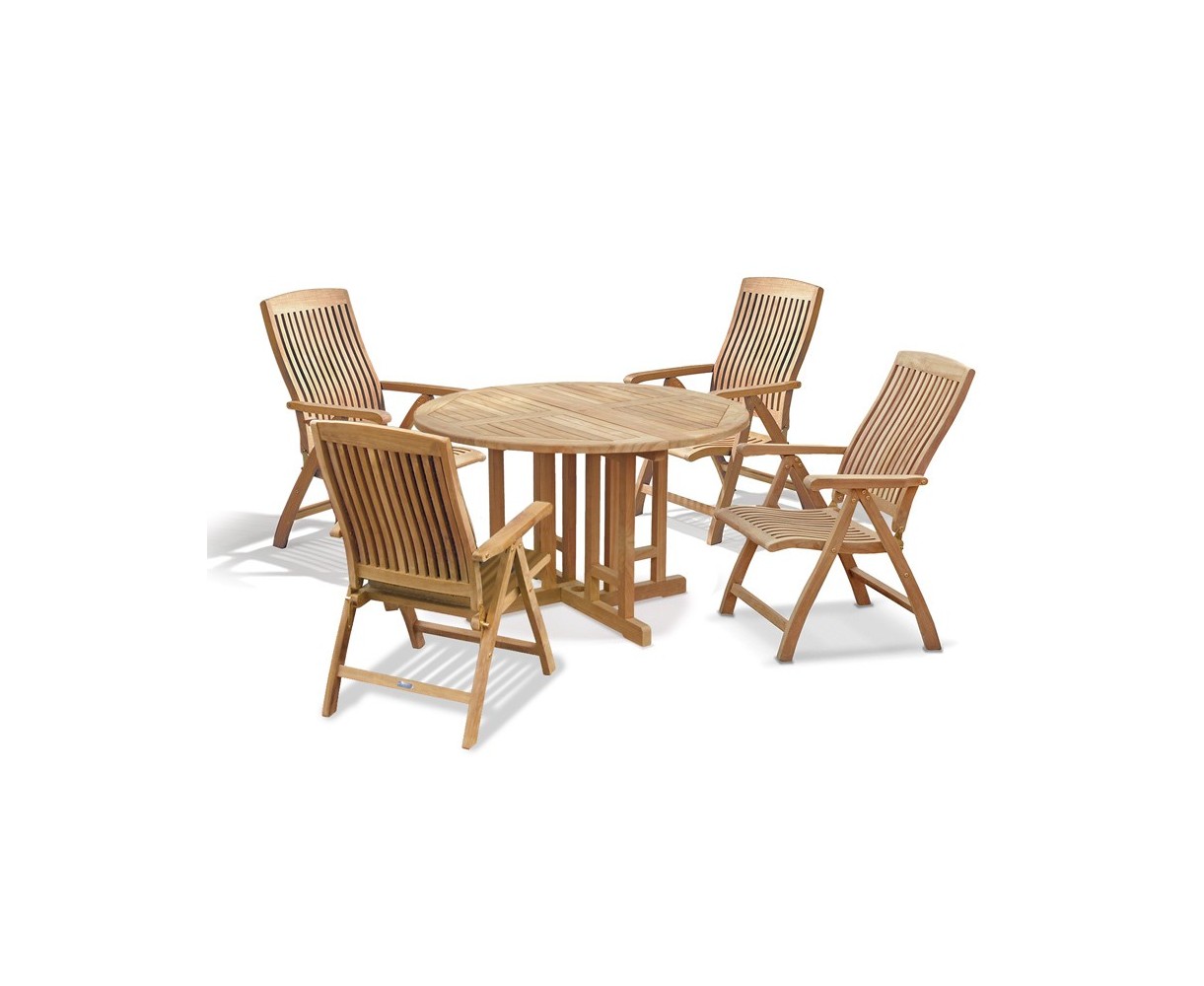 Berrington Round Gateleg 1.2m Table with 4 Bali Recliners