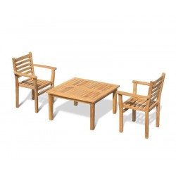 Hilgrove Teak Garden Coffee Table and 2 Yale Stacking Chairs Set