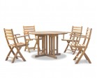 Berrington Teak Round Gateleg Table and 4 Suffolk Folding Armchairs