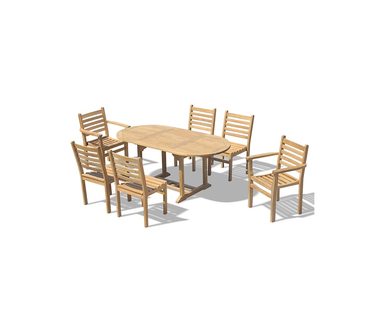 Brompton Bijou 6 Seater Extending 1.2 - 1.8m Table, Yale Stacking Armchairs and Side Chairs