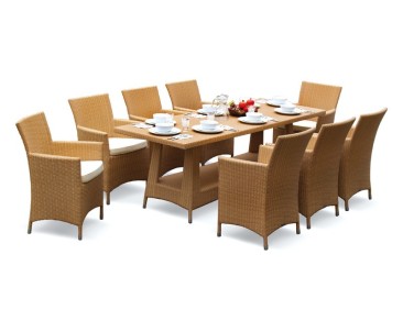 Riviera Poly Rattan 8 Seater Dining Set - 8 Seater Dining Table and Chairs