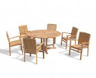 Berrington 6 Seater Round Folding Garden Table 1.5m and Bali Teak Stacking Chairs