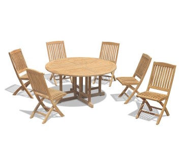 Berrington 6 Seater Drop Leaf Garden Table 1.5m and Bali Folding Chairs