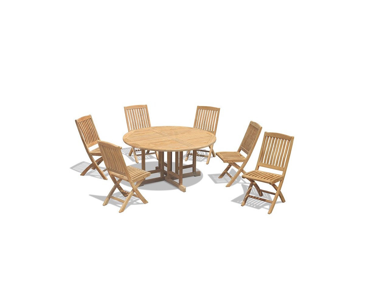 Berrington 6 Seater Drop Leaf Garden Table 1.5m and Bali Folding Chairs