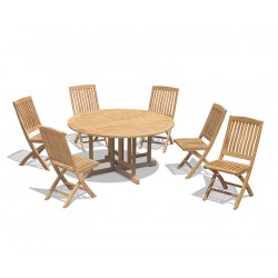 Berrington 6 Seater Drop Leaf Garden Table 1.5m and Bali Folding Chairs