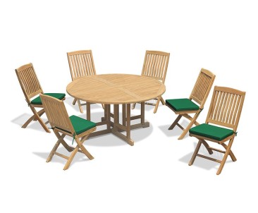 Berrington 6 Seater Drop Leaf Garden Table 1.5m and Bali Folding Chairs