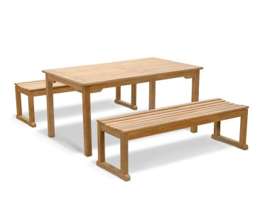 Sandringham Teak Table and Benches Set 1.5m - Sandringham Dining Set