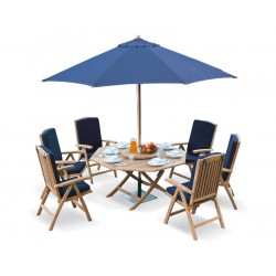 Suffolk 5ft Octagonal Folding Table and 6 Reclining Chairs Set