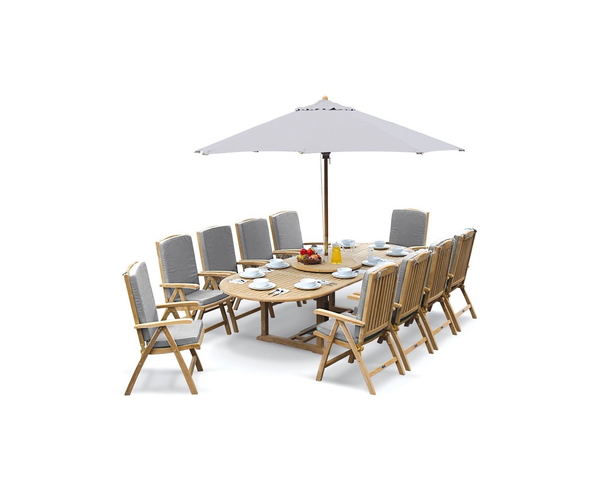 Cheltenham 10 Seater Extendable Dining Table and Recliner Chairs Set