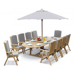 Cheltenham 10 Seater Extendable Dining Table and Recliner Chairs Set