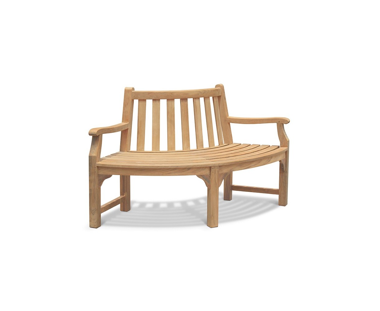 Teak Tree Seat Quarter Bench with arms