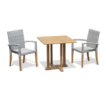 Canfield 2 Seater Square Garden Table 0.8m with St. Tropez Stacking Chairs