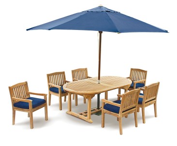 Brompton Teak 6 Seater Extending Dining Set