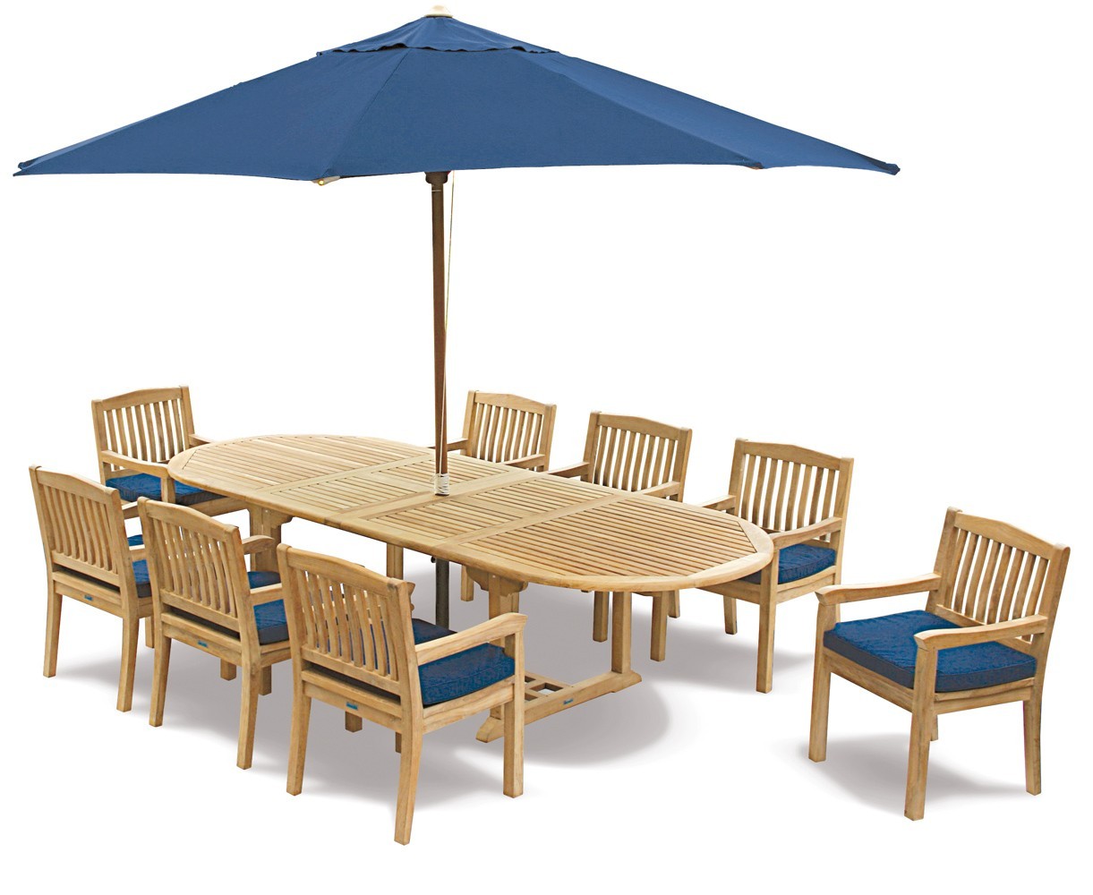 Brompton Teak Garden Extendable Dining Set with 8 Armchairs