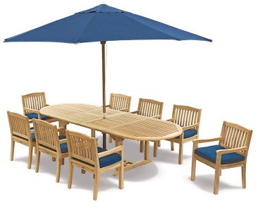 Teak Garden Extendable Dining Set with 8 Armchairs