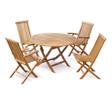 Suffolk Folding Round Garden Table and Chairs Set - Dining Sets