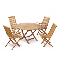 Suffolk Folding Round Garden Table and Chairs Set