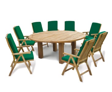 Titan 8 Seater Garden Dining Set With Reclining Chairs - 8 Seater Dining Table and Chairs