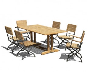 Belgrave 6 Seater Pedestal Table 1.8m & Bistro Folding Armchairs and Side Chairs