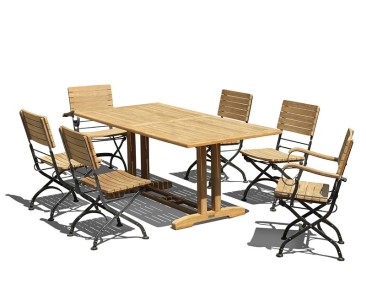 Belgrave 6 Seater Pedestal Table 1.8m & Bistro Folding Armchairs and Side Chairs