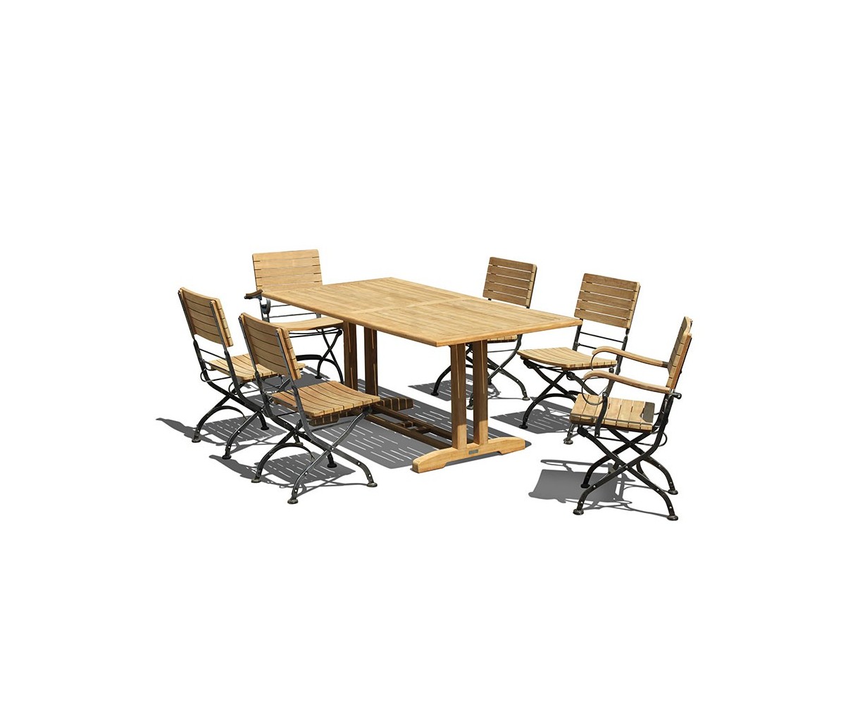 Belgrave 6 Seater Pedestal Table 1.8m & Bistro Folding Armchairs and Side Chairs