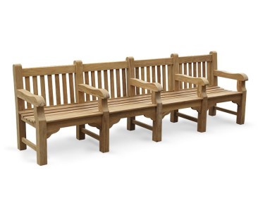 Balmoral Park Bench - Teak Wooden Street Bench - 3m