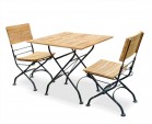 Teak Bistro Square Table 0.8m & 2 Side Chairs Set