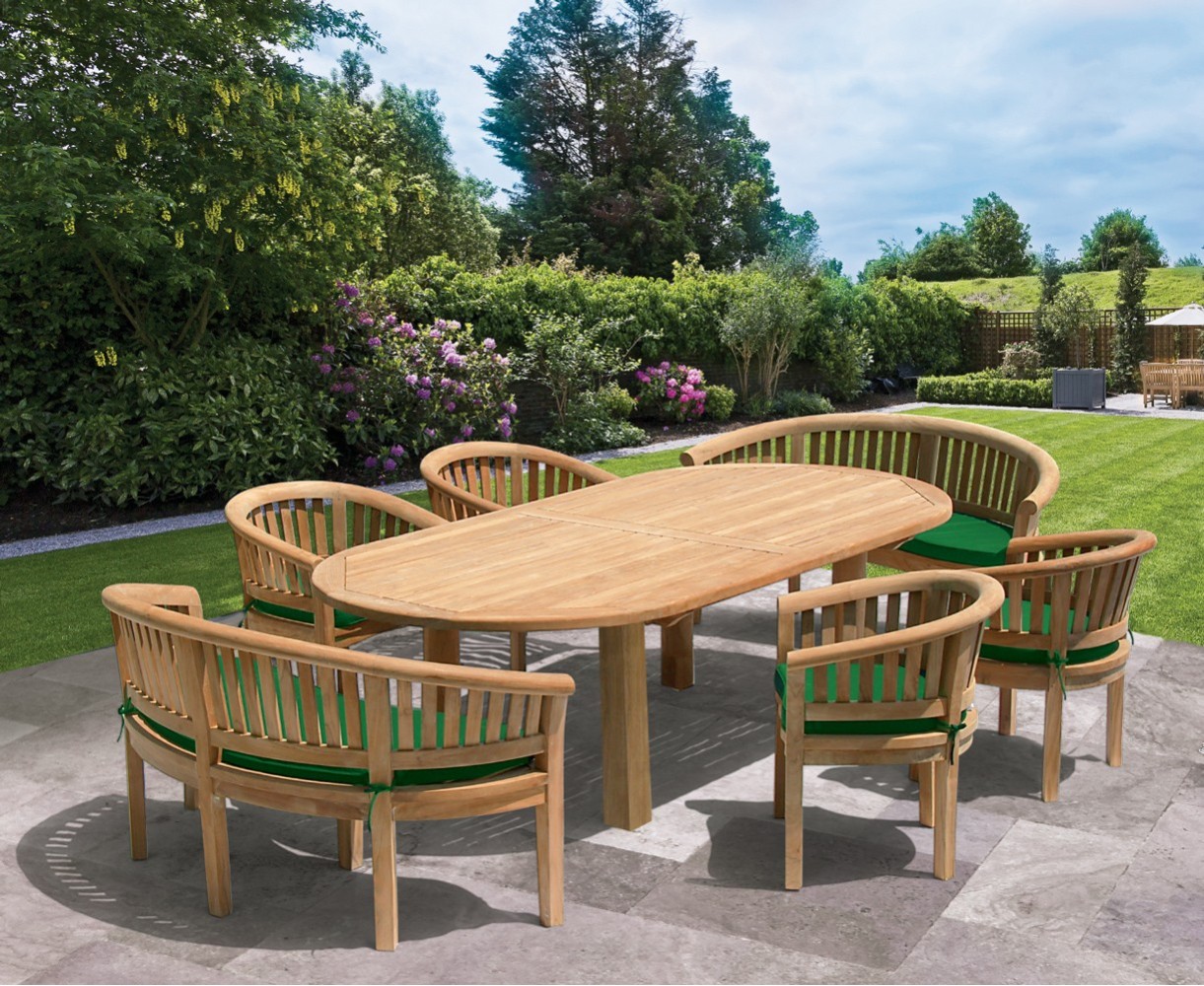 Titan Oval Contemporary Teak Dining Set