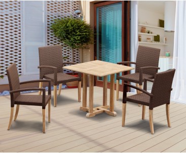 Canfield 4 Seater Square Table 0.8m with St. Tropez Stacking Chairs