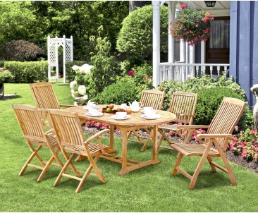 Deluxe Brompton Extending 6 Seater Dining Set - Bali Dining Set