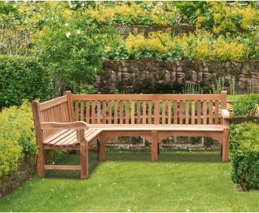 Balmoral Teak Wooden Corner Garden Bench (Left Orientation) - School Benches