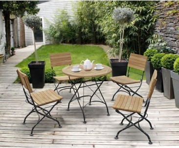 Bistro Round Table and 4 Chairs - Patio Outdoor Bistro Dining Set - Bistro Dining Sets