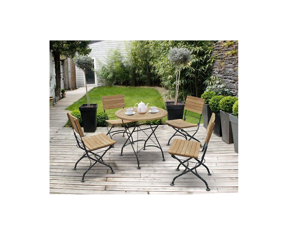 Bistro Round Table And 4 Chairs Patio Outdoor Bistro Dining Set