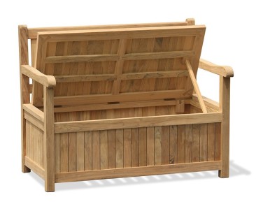 Windsor Teak Garden Storage Bench with arms – 1.2m