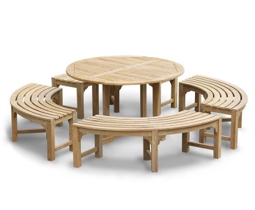 Canfield Teak Garden Table 1.3m and Backless Dining Benches Set