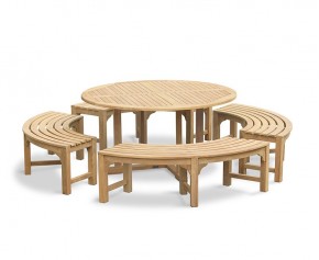 Canfield Teak Garden Table 1.5m and Backless Dining Benches Set