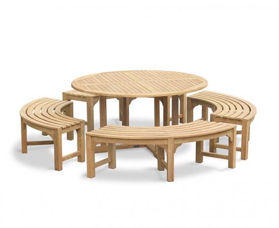 Canfield Teak Garden Table 1.5m and Backless Dining Benches Set