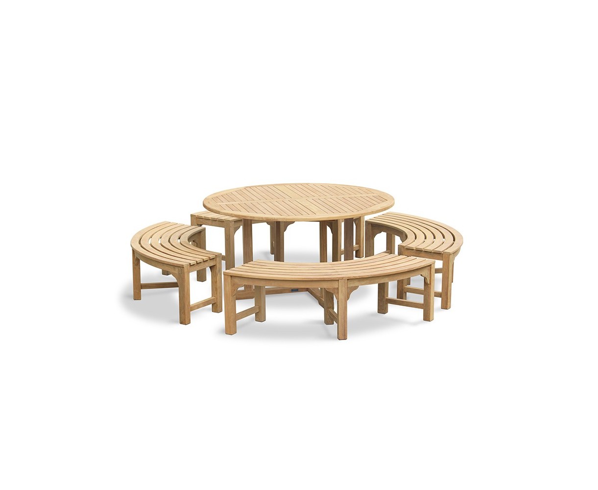 Canfield Teak Garden Table 1.5m and Backless Dining Benches Set