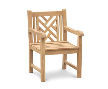 Princeton Chippendale Chair | Teak Garden Armchair - Garden Chairs