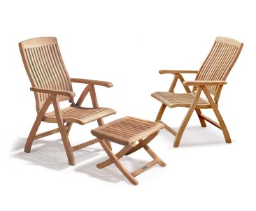 Bali Garden Recliner Chairs Set with Footstool