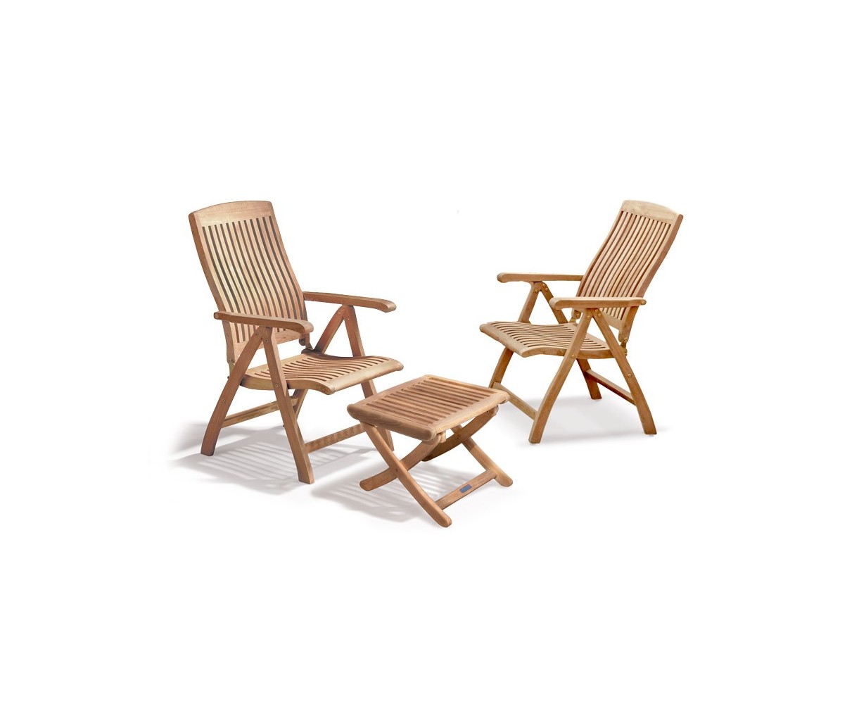 Bali Garden Recliner Chairs Set with Footstool