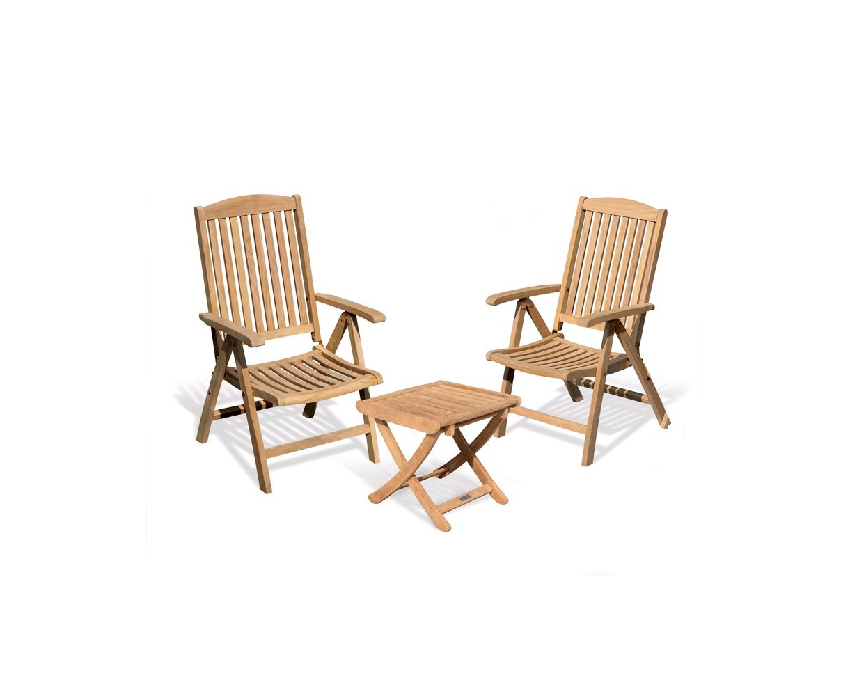 Cheltenham Outdoor Recliner Chairs Set with Footstool