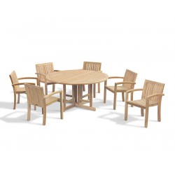 Berrington Drop Leaf Garden Table 1.5m and 6 Monaco Stacking Chairs