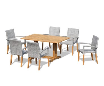 Belgrave 6 Seater Pedestal Table 1.5m and St. Tropez Rattan Stacking Chairs