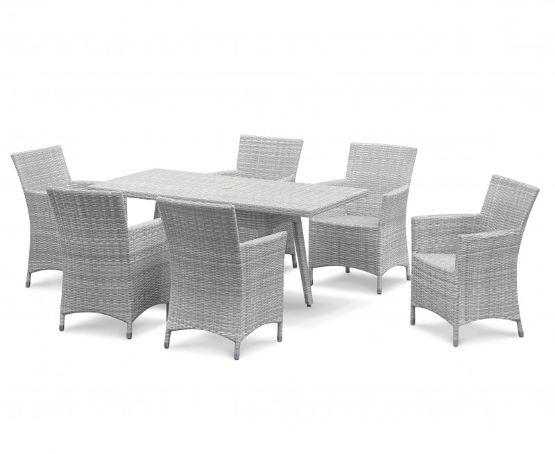 Riviera Rattan Garden Dining Set - Rectangular Table 1.6m & 6 Chairs