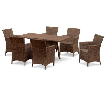 Riviera 6 Seater Rattan Garden Dining Set with Rectangular Table 1.6m & Chairs