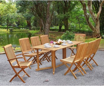 Shelley 8 Seat Garden Drop Leaf Table and Chairs Set