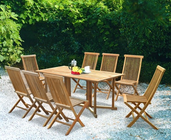 Shelley 8 Seater Rectangular Folding Garden Table and Ashdown Chairs Set