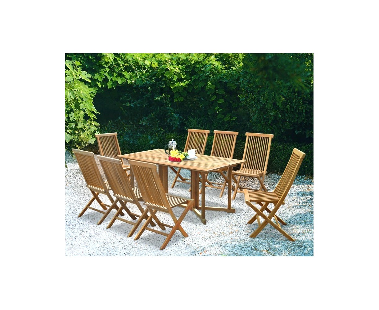 Shelley 8 Seater Rectangular Folding Garden Table and Ashdown Chairs Set