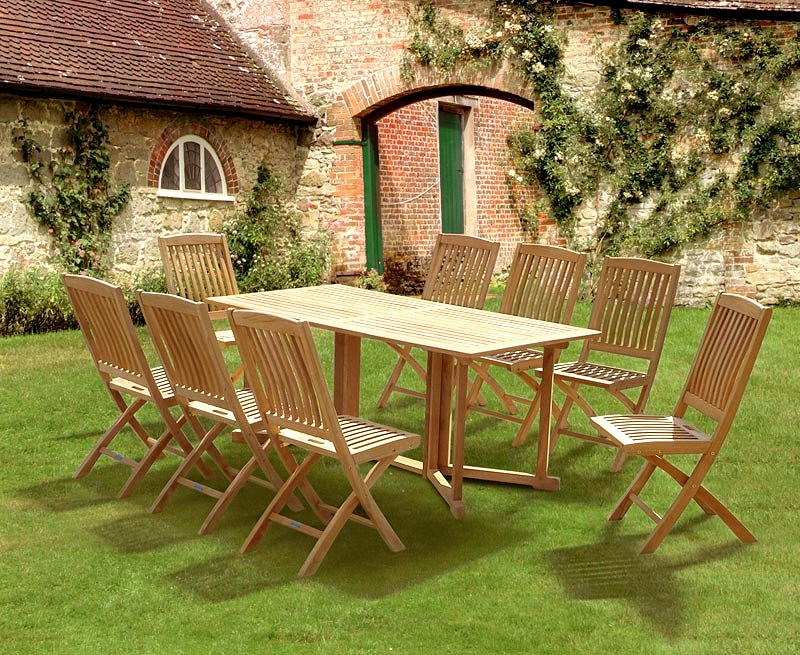 Shelley Gateleg Folding Garden Table and Chairs Set | 8 Seater Dining Set